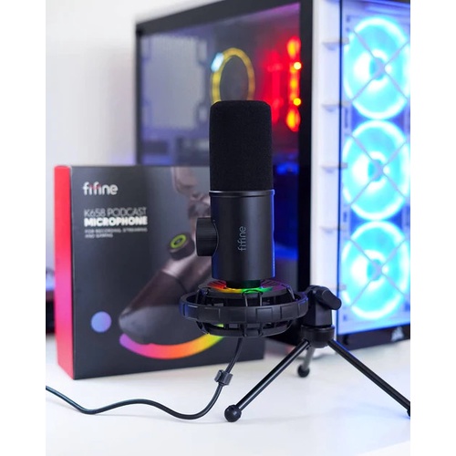 FIFINE K658 - Hàng Chính Hãng - Mic Thu Âm cổng USB - Đổi Màu RGB - Dành Cho Máy tính