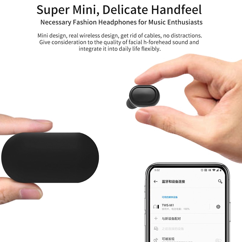 Tai Nghe Bluetooth 5.0 Không Dây Mini M1 Chống Nước Ipx5 Và Phụ Kiện