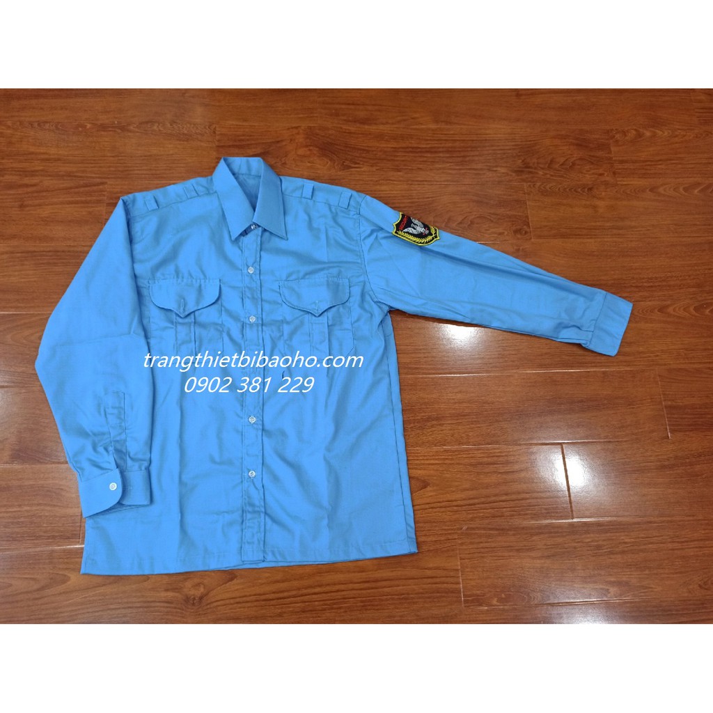 Quần áo bảo vệ xanh dương tay dài vải si kèm phụ kiện
