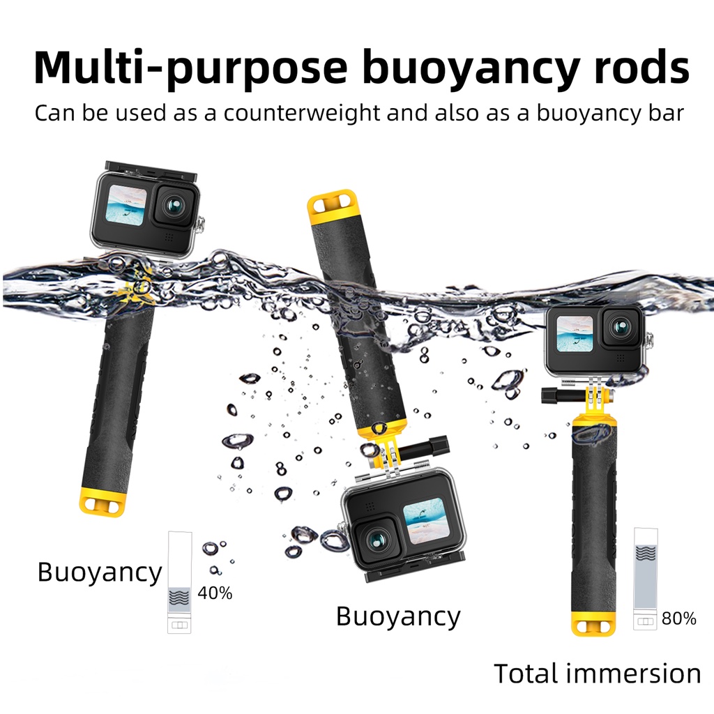 Telesin Ốp Bảo Vệ Chống Thấm Nước 6 '' 30m Có Tay Cầm Dành Cho Camera gopro hero 12 11 10 9 Đen