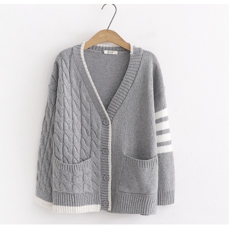 [ORDER] Áo khoác len cardigan nữ họa tiết xoắn màu xám