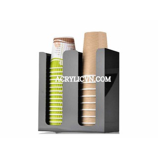 Kệ mica đựng ly nhựa trà sữa, ly giấy take away- 2 ngăn