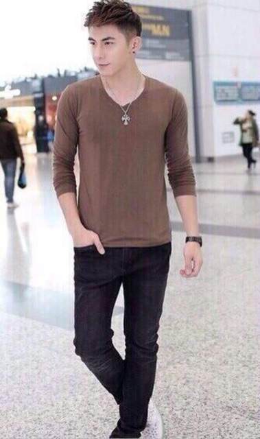 Áo thun nam cổ tim tay dài TT504 | BigBuy360 - bigbuy360.vn