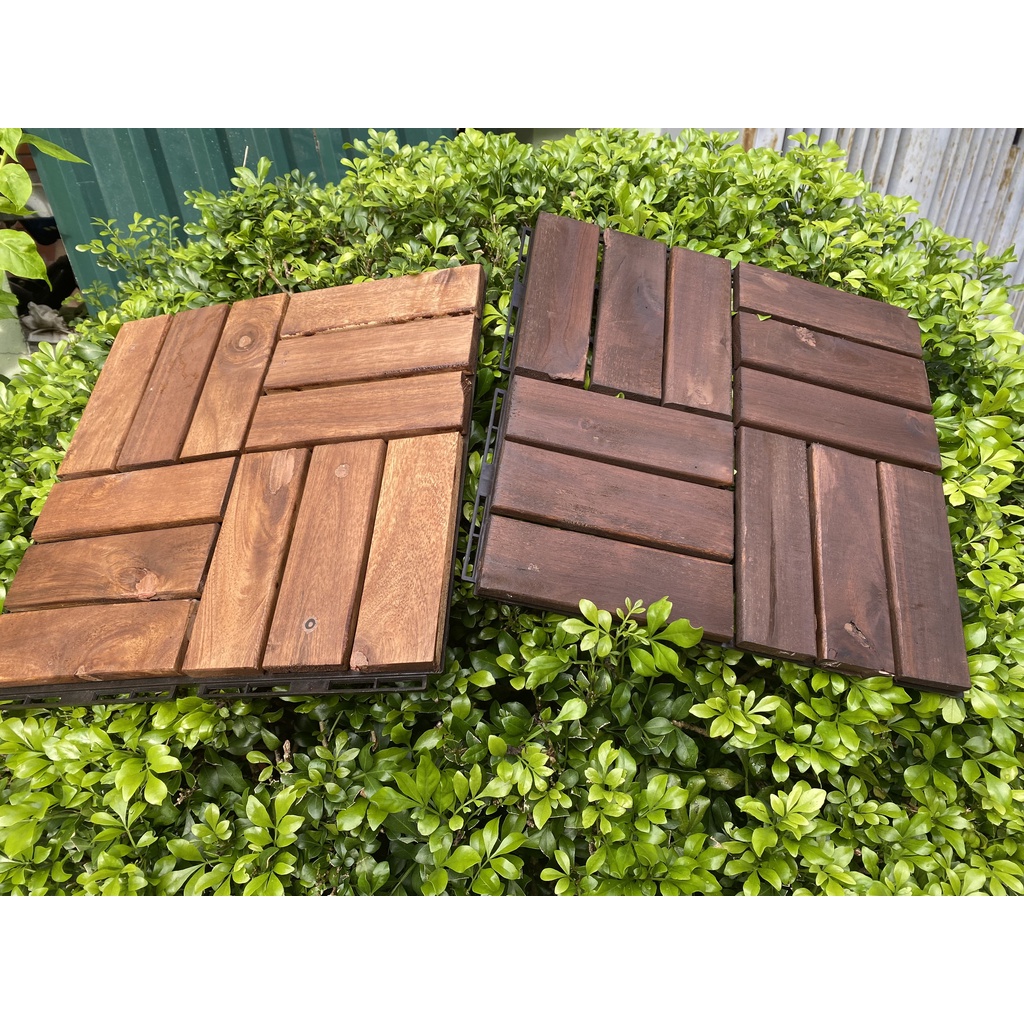 Sàn gỗ lót ban công ngoài trời 12 nan 30x30cm loại 2 - Tấm Thảm Gỗ Vỉ Nhựa Lỗ Ghép Lót Sàn Kháng Khuẩn Chống Trơn Trượt