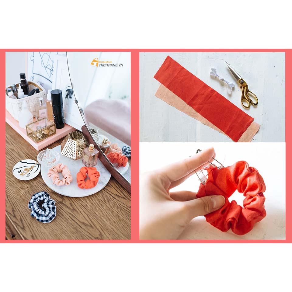 Set tự làm scrunchie - set tự làm buộc tóc gồm chun, vải hoạ tiết cute