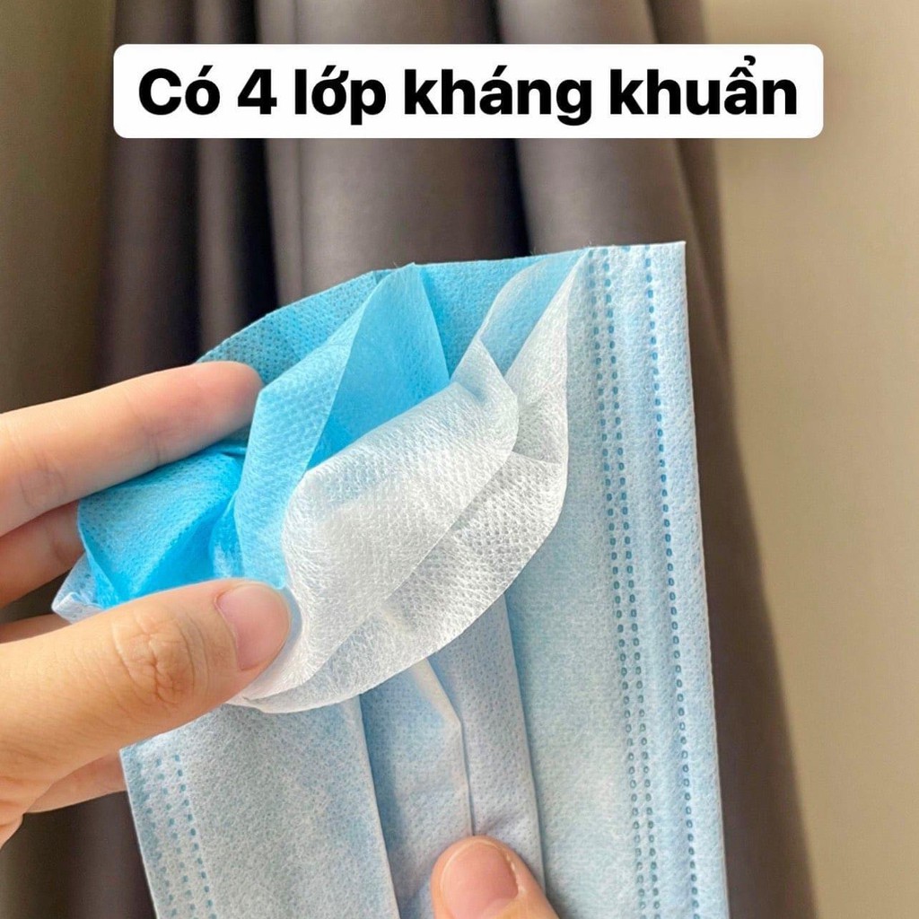 Khẩu trang y tê 4 lớp kháng khuẩn cao cấp màu trắng , xanh , đen , xám hộp 50 cái có bán lẻ