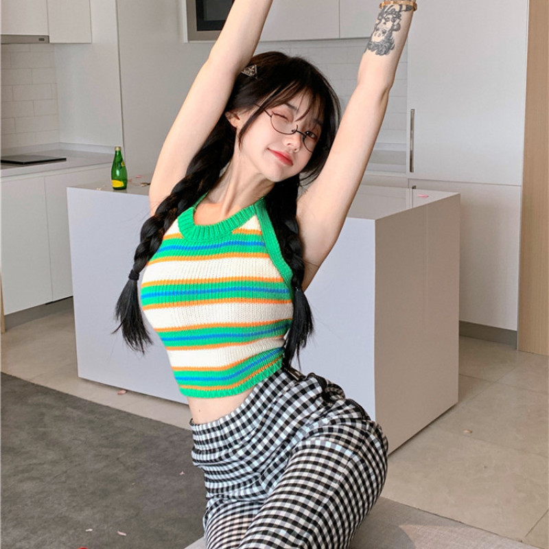 Áo Croptop Sát Nách Hoạ Tiết Kẻ Sọc Cho Phái Nữ | BigBuy360 - bigbuy360.vn