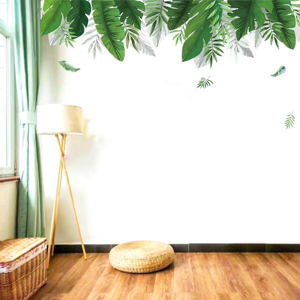 CLEOES Sticker Dán Tường Tự Dính Họa Tiết Lá Cây Nhiệt Đới Trang Trí Phòng Khách