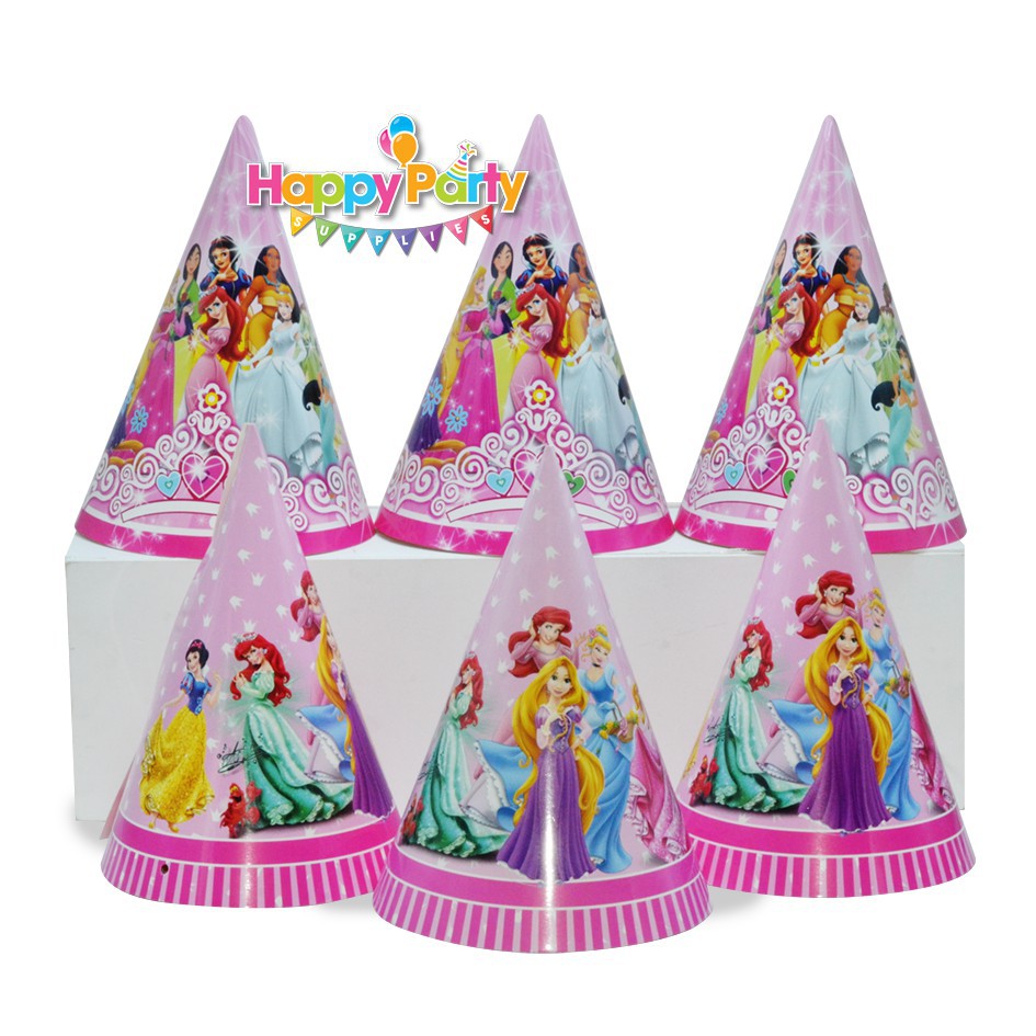 ( 9 Mẫu) Set 6 cái nón giấy sinh nhật cho bé gái