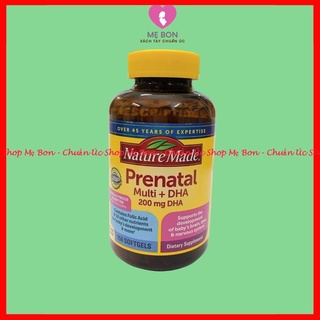 Vitamin tổng hợp bầu Mỹ (150v) bổ sung dinh dưỡng, DHA cho mẹ bầu và sau sinh Nature Made Prenatal Multi + DHA, USA