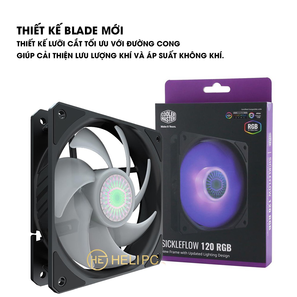 Quạt tản nhiệt Cooler Master SickleFlow 120 RGB - Quạt Fan Case SickleFlow 12cm