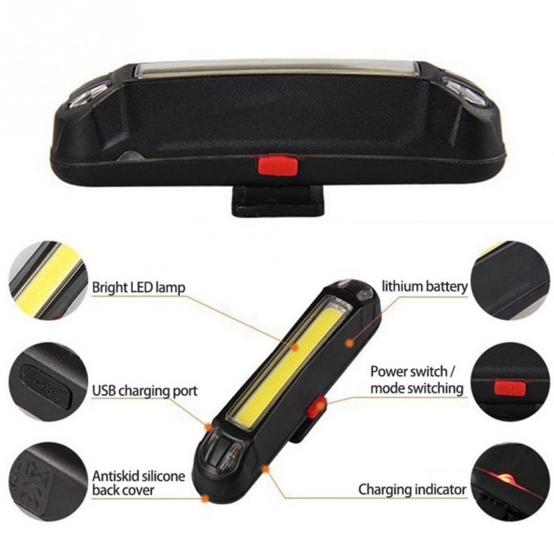 Đèn LED Tín Hiệu Cảnh Báo An Toàn Sạc USB Cho Xe Đạp