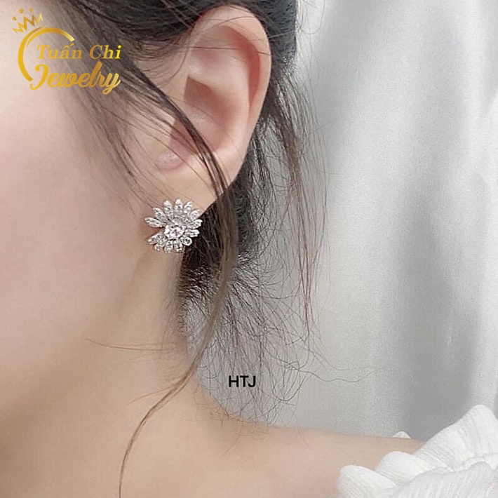 ⚡MẪU MỚI⚡ Khuyên Tai Bạc, Bông Tai Nữ Gắn Đá Sang Trọng, Quý Phái