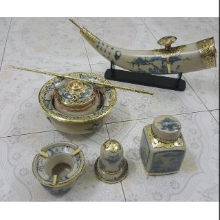 Bộ sản phẩm phụ kiện đầy đủ men rạn giả cổ Bọc Đồng