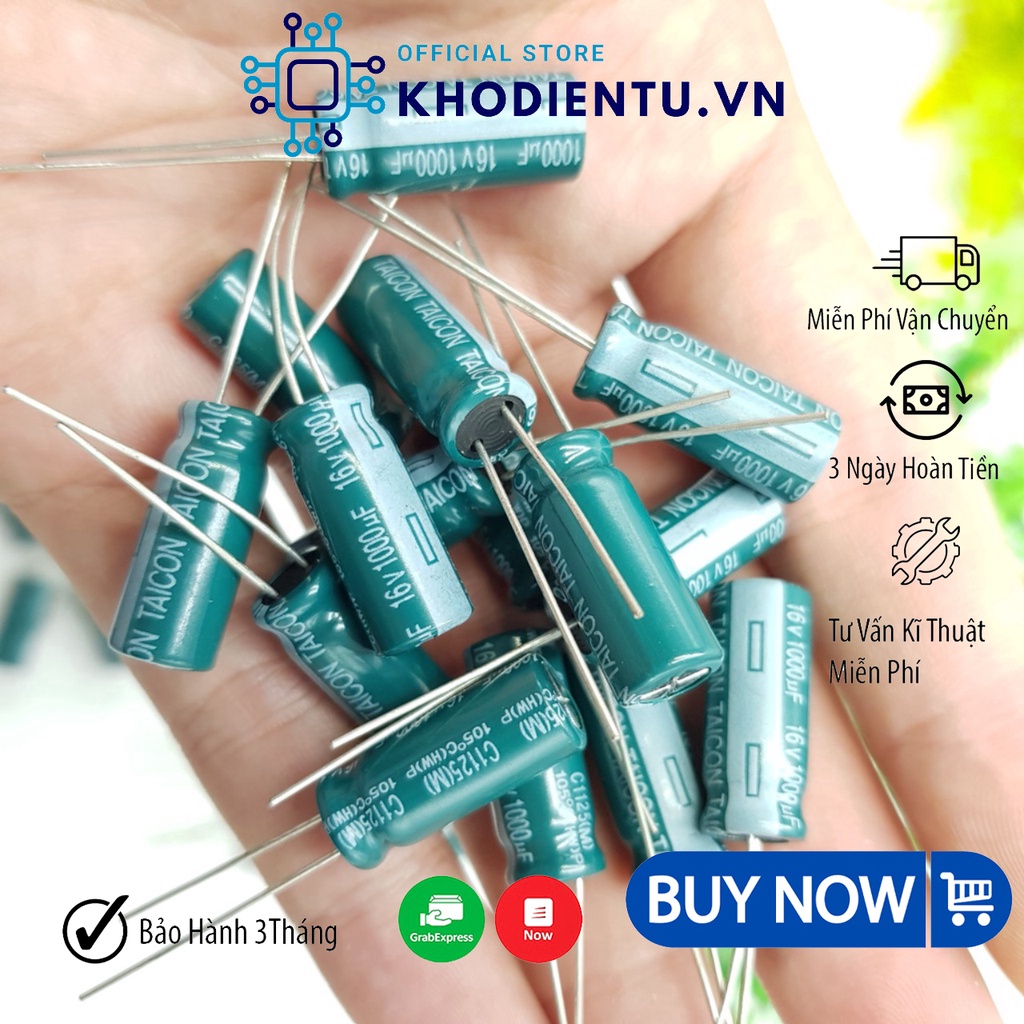 Tụ Hóa 1000uF 16V 8x20MM Tụ phân cực 1000uf cho lọc nguồn DIY - KhoDienTu