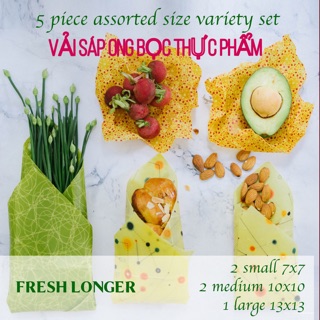 VẢI SÁP ONG BỌC THỰC PHẦM SET 5