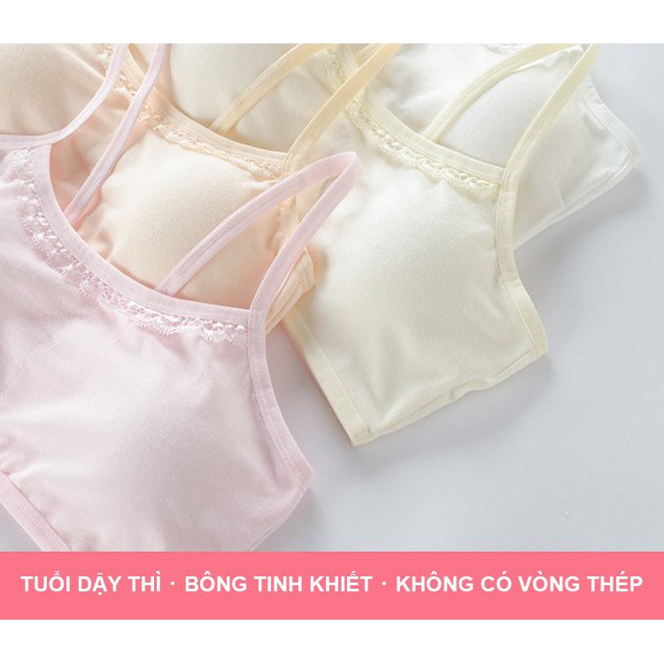 Áo lót bé gái không gọng thép mút mỏng tháo rời vải cotton mặc thoáng mát dây nhỏ phù hợp với học sinh cấp 1, 2