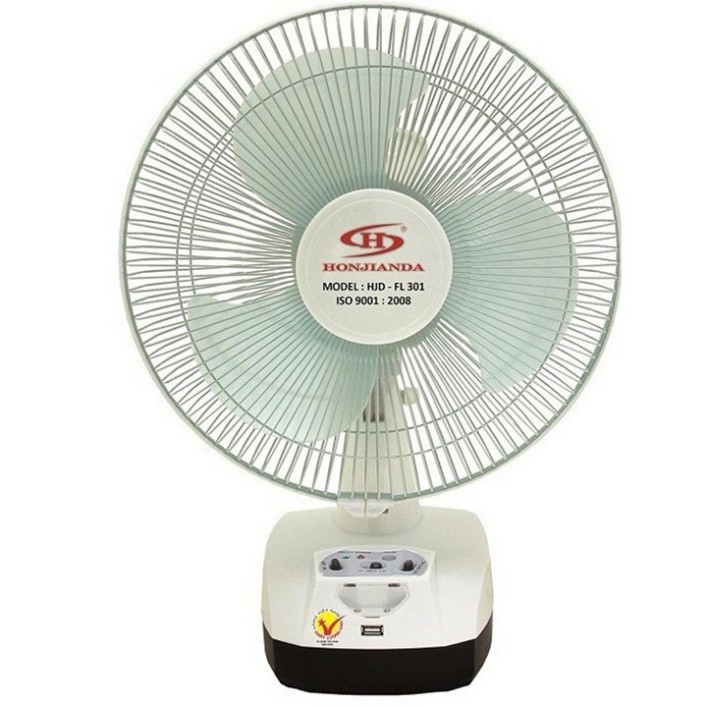 Quạt sạc tích điện Honjianda ⚡ BH 6 THÁNG ⚡ FL 301 có ổ sạc USB và đèn