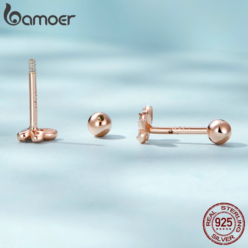 Bông tai BAMOER phối mặt hình bướm xi bạc 925 tùy chọn màu sắc