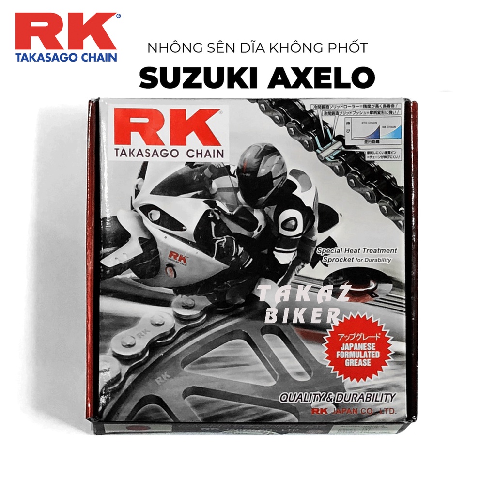 Nhông sên dĩa RK xe Axelo thương hiệu JAPAN Hàng made in Malaysia