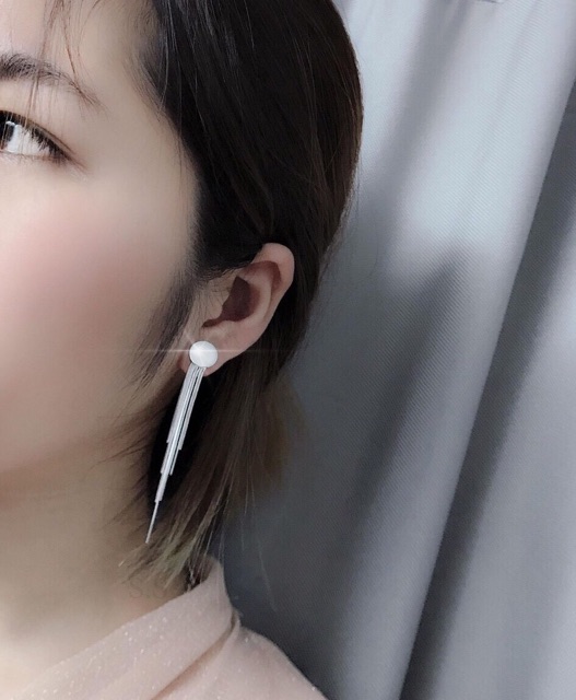 khuyên tai tròn trơn tim đá thả mỳ HD