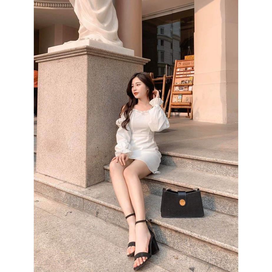 phong cách Hàn Quốc Đầm trắng trễ vai dạo phố so cute [KÈM ẢNH THẬT]