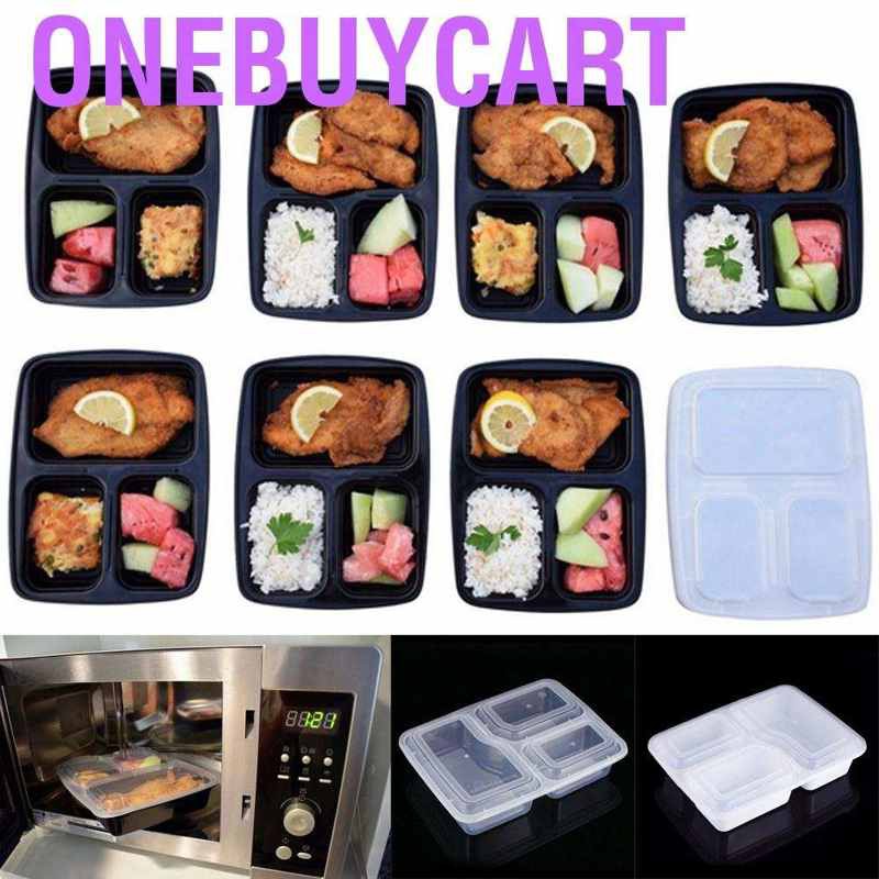 Set 10 Hộp Nhựa Đựng Thức Ăn 3 Ngăn Tiện Dụng