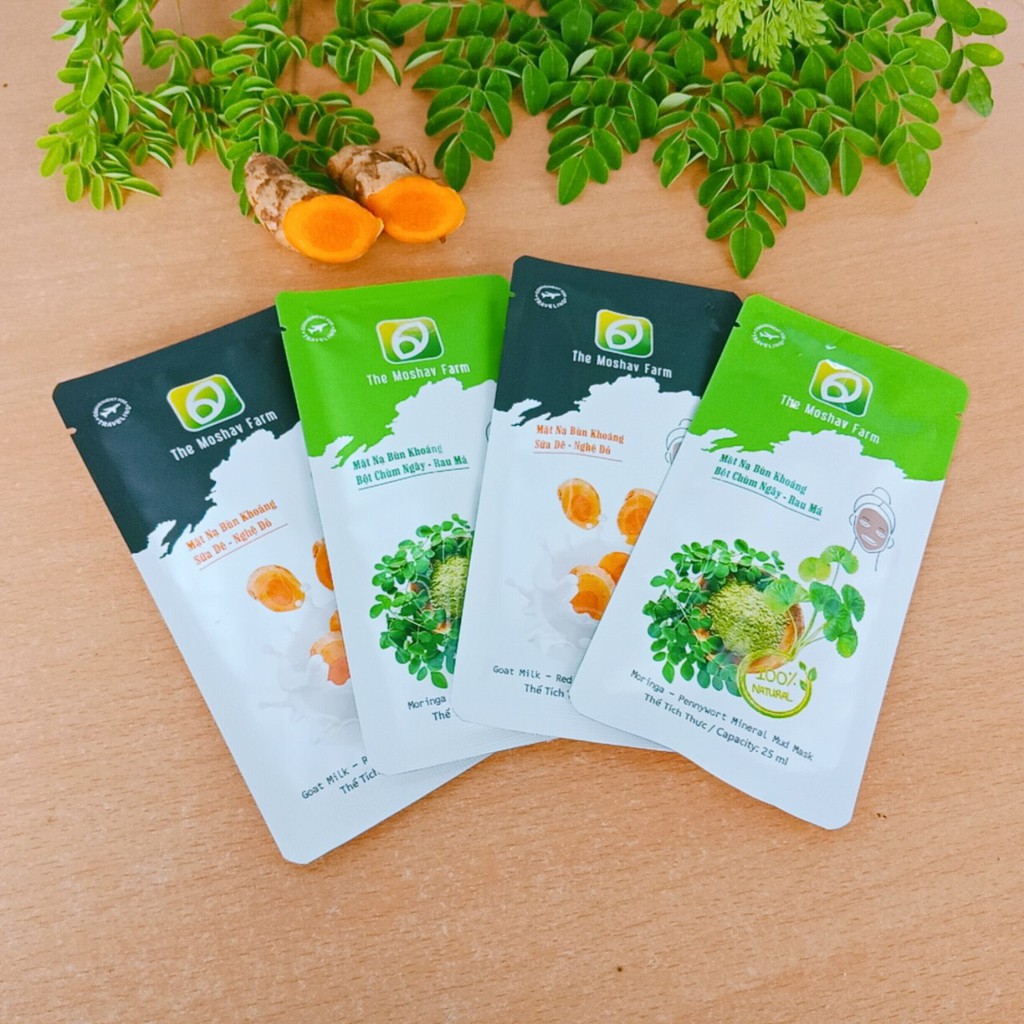 Mặt Nạ Bùn Khoáng Thải Độc, Làm Sạch Da, Giảm Mụn, Ngừa Nám, Cấp Ẩm Từ Thiên Nhiên The Moshav Farm - Hộp Mix 10 miếng