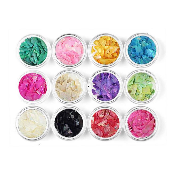 Set 12 hũ xà cừ miếng trang trí móng