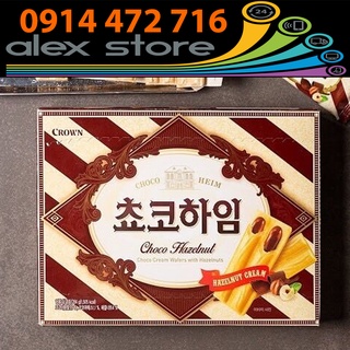 Bánh Quế Crown Choco Heim (Cream Wafers with Hazelnuts) Hộp142 Gram - Nhập Khẩu Hàn Quốc