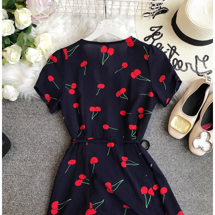 IELGY Đầm Xòe Tay Ngắn Quyến Rũ Thời Trang Dành Cho Nữ