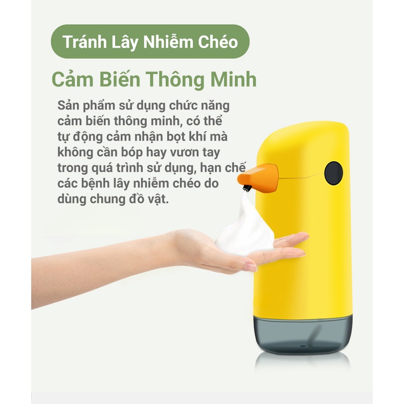 Máy Tạo Bọt Xà Phòng Rửa Tay KUNBE Hình Vịt Vàng Cảm Biến Tự Động Tiện Lợi