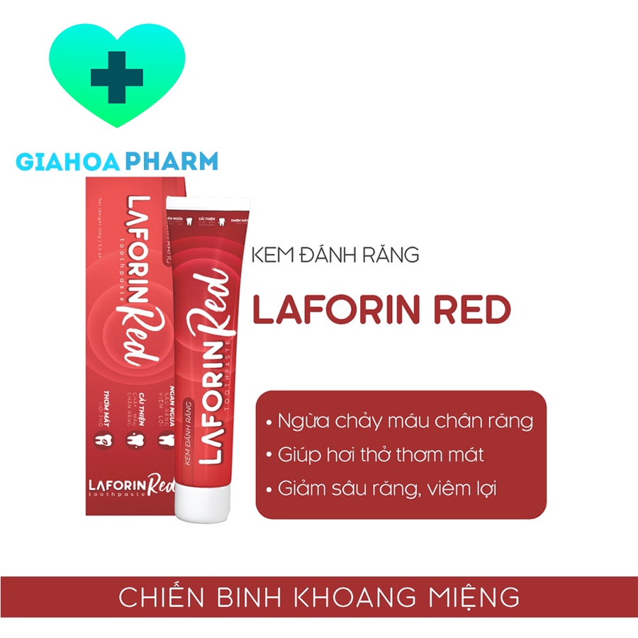 Kem đánh răng Laforin Red ngăn chảy máu chân răng, ngừa sâu răng, các bệnh về lợi, nướu, hôi miệng [chlorhexidine, cpc1]