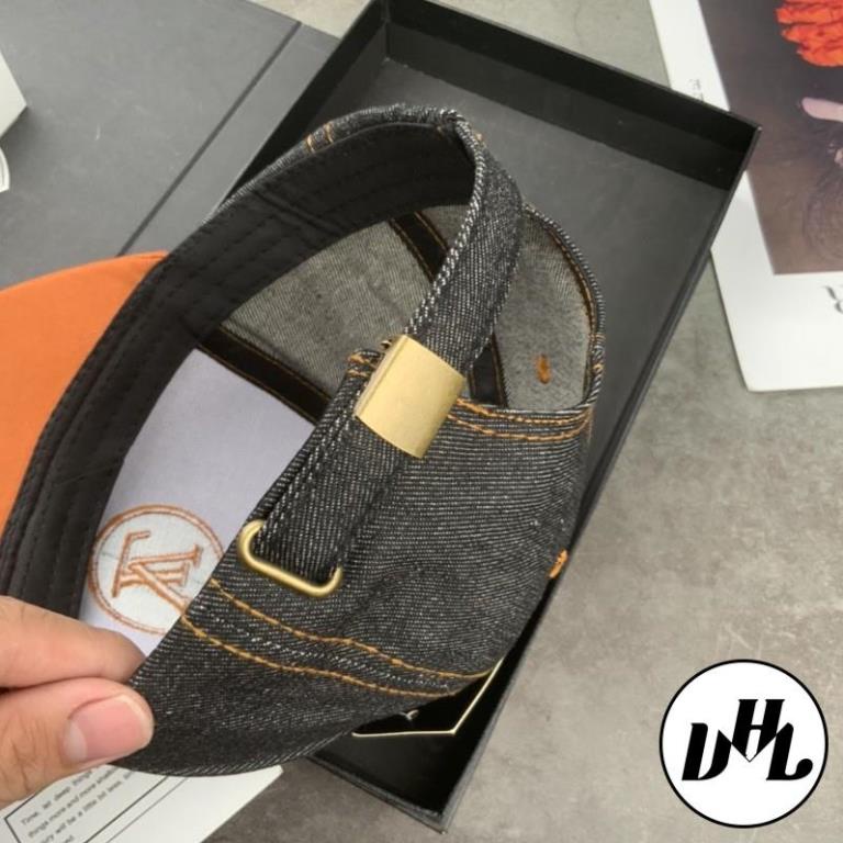 Nón Kết , Mũ Lưỡi Trai Jeans Vá Kết Nâu Thêu L V Thời Trang Nam Nữ