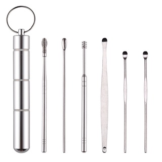 ✿ Bộ dụng cụ ráy tai 6 trong 1 bằng hợp kim nhôm kèm móc khóa tiện dụng