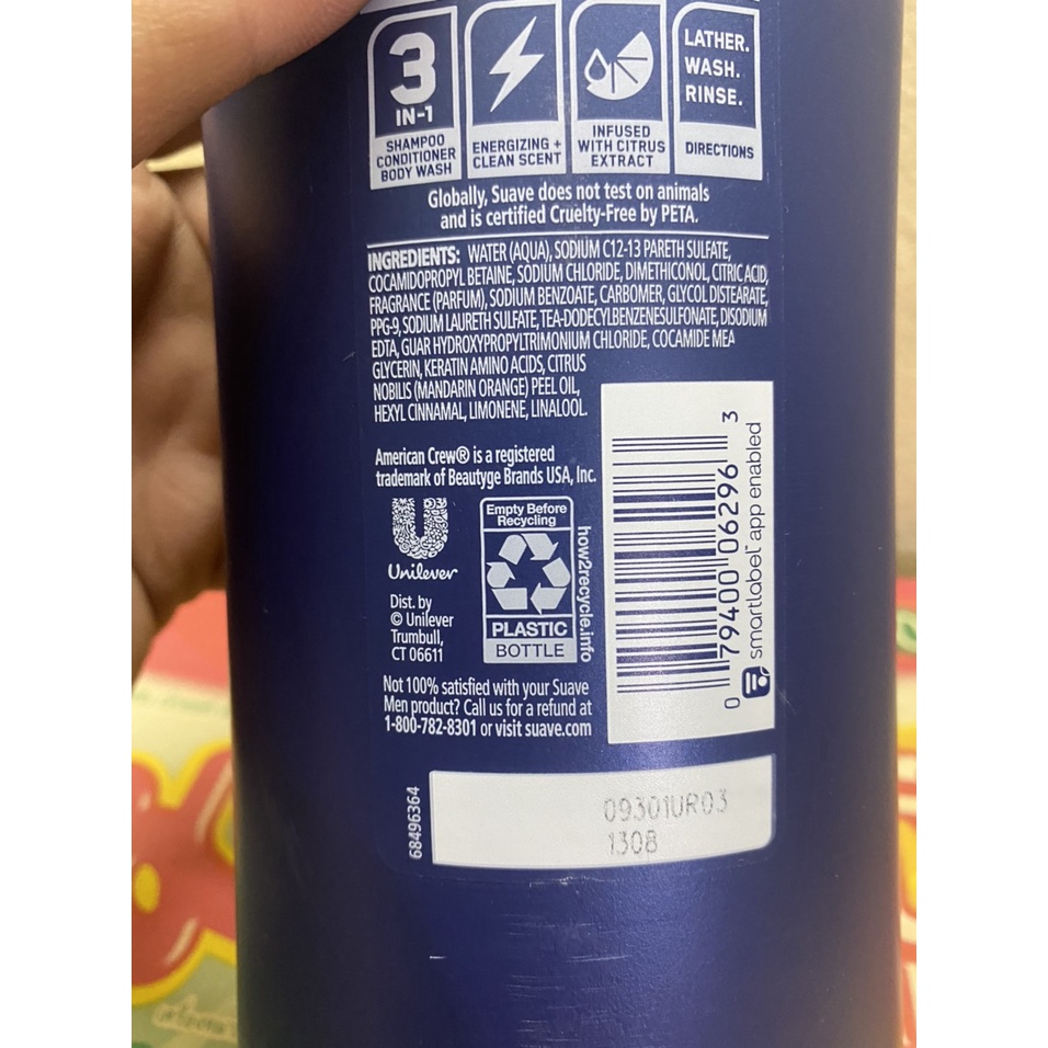 Sữa Tắm Gội Xả Suave Men 3 in1 - USA