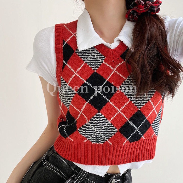 Áo Len Gile Nữ GUMAX Quảng Châu, Áo Gile Len Nữ Cổ Tròn Ulzzang Hàn Quốc Trẻ Trung Cá Tính | BigBuy360 - bigbuy360.vn