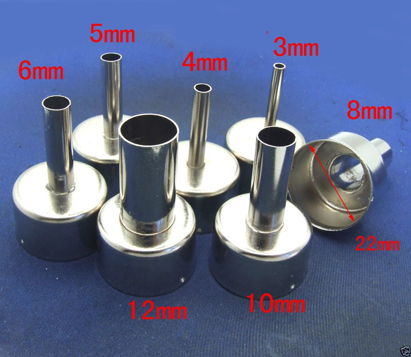 Set 7 vòi phun khí BGA dòng 858 đường kính 3MM 4MM 5MM 6MM 8MM 10MM 12MM cho súng phun khí nóng Saike ATTEN