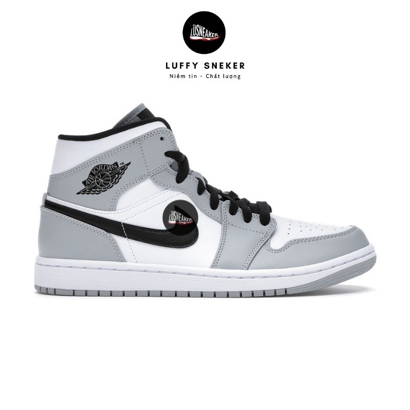 Giày thể thao JD1 Retro High Light Smoke Grey cao cổ xám logo đen, Giầy jordan xám cổ cao