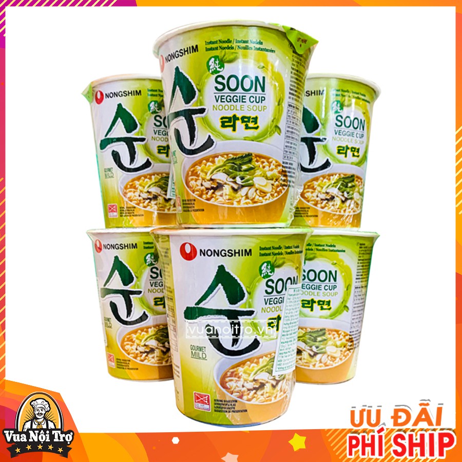 [Mã 66FMCGSALE hoàn 8% đơn 500K] Thùng 12 Ly Mì chay Soon Veggie Nongshim 67g x 12ly