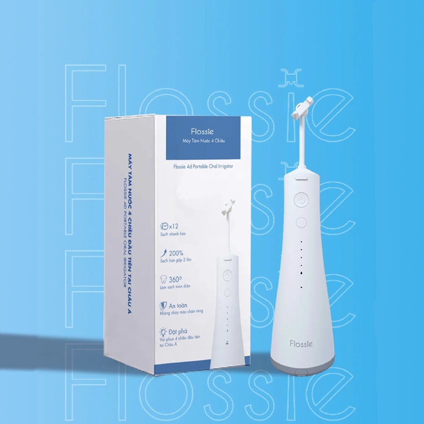 Máy tăm nước 2 chiều Flossie xoay 360 độ làm sạch an toàn hiệu quả - vistyle