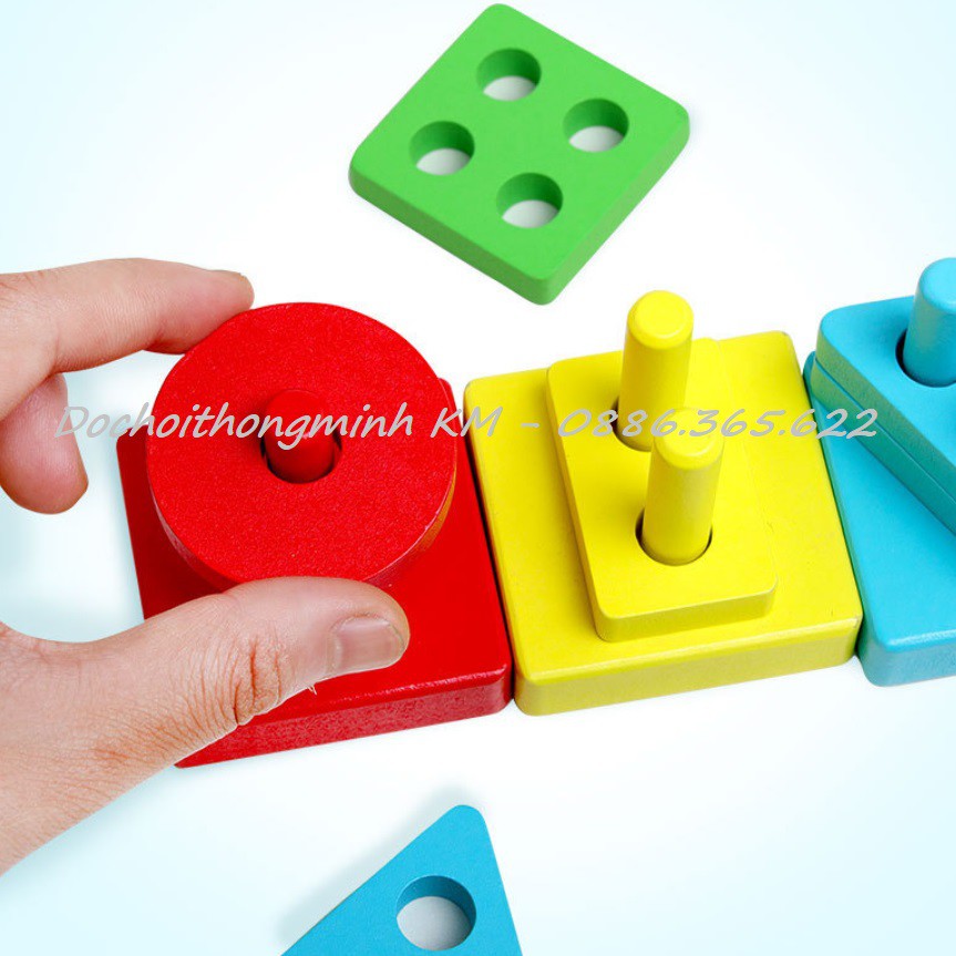 Giáo cụ Montessori - Thả hình vào cọc rời