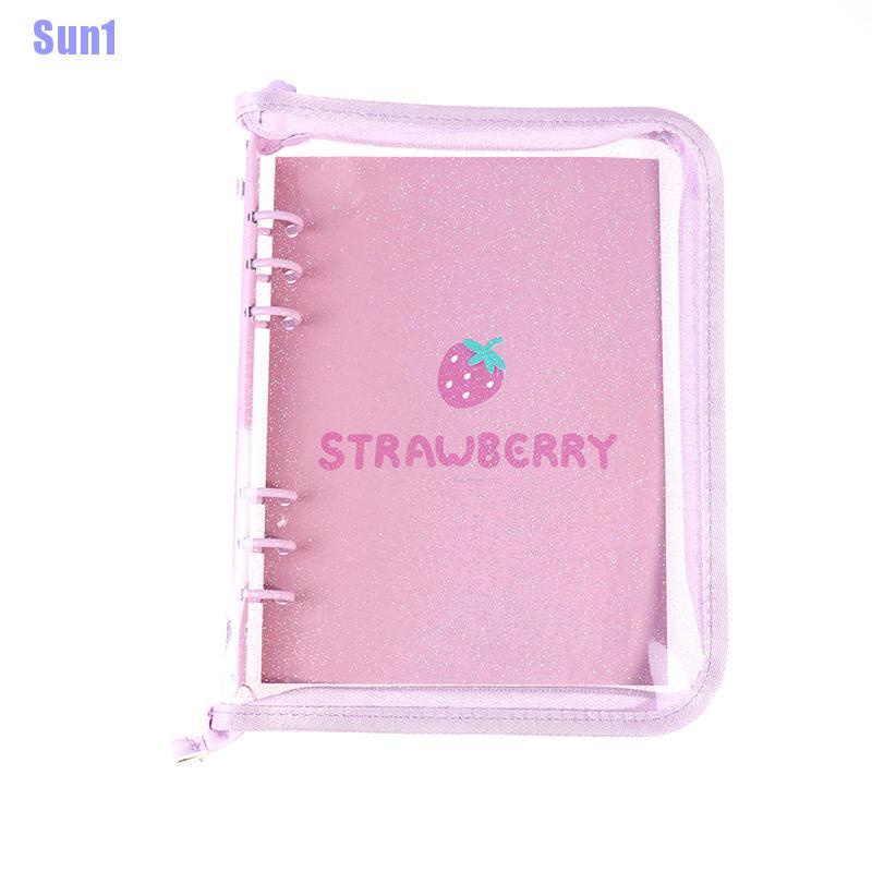 Vỏ Bọc Sổ Tay Trong Suốt Lấp Lánh Có Khóa Kéo Phong Cách Hàn Quốc