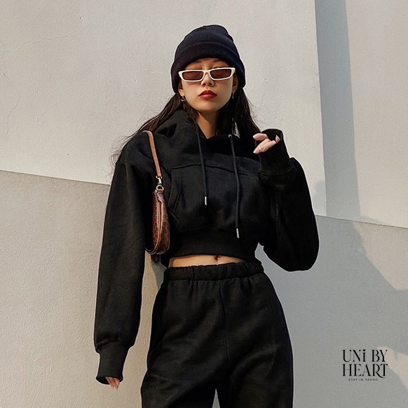 Áo nỉ hoodie crop top Luci Top AHD001 chất nỉ dày dặn, trendy, thoải mái, dễ phối đồ - Uni By Heart | BigBuy360 - bigbuy360.vn