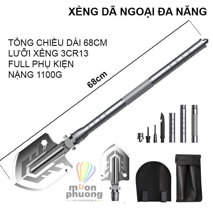 Xẻng dã ngoại đa năng cắm trại phượt du lịch