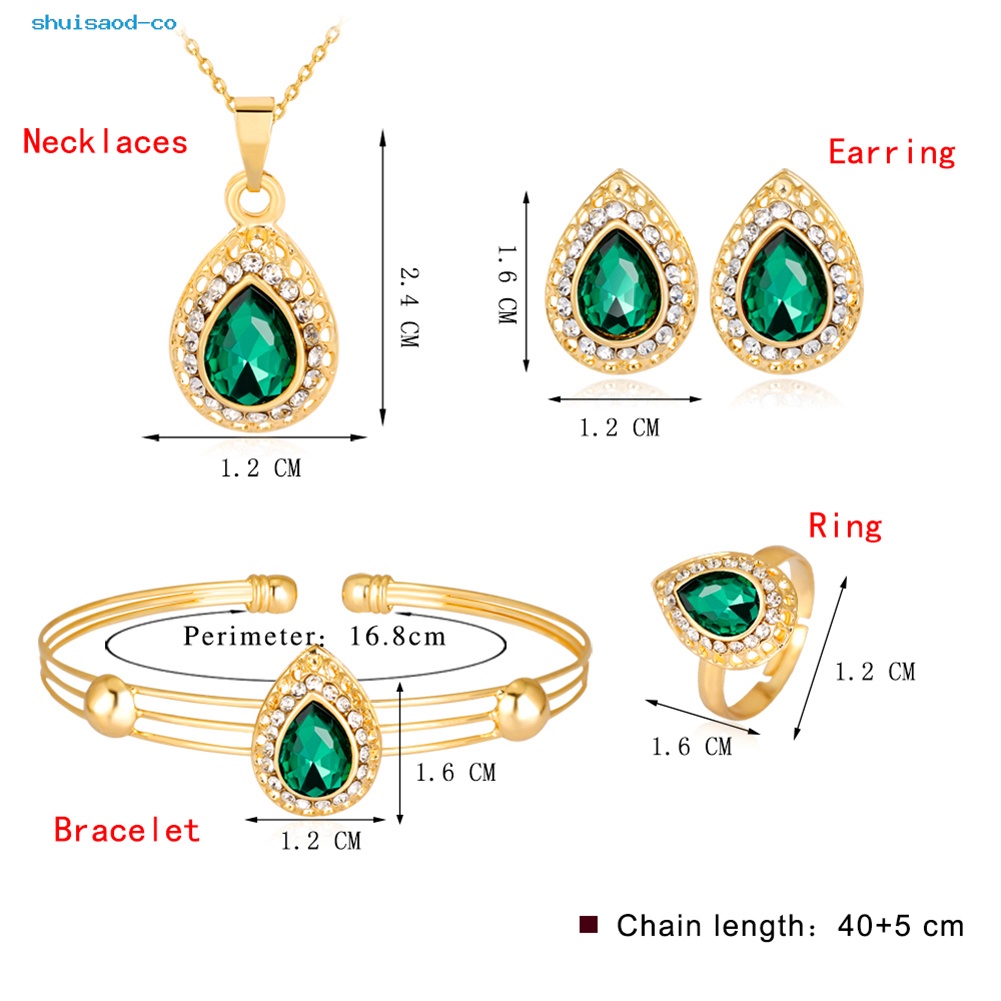 Bộ Trang Sức Mạ Vàng Hình Giọt Nước Phong Cách Cổ Điển Dành Cho Nữ