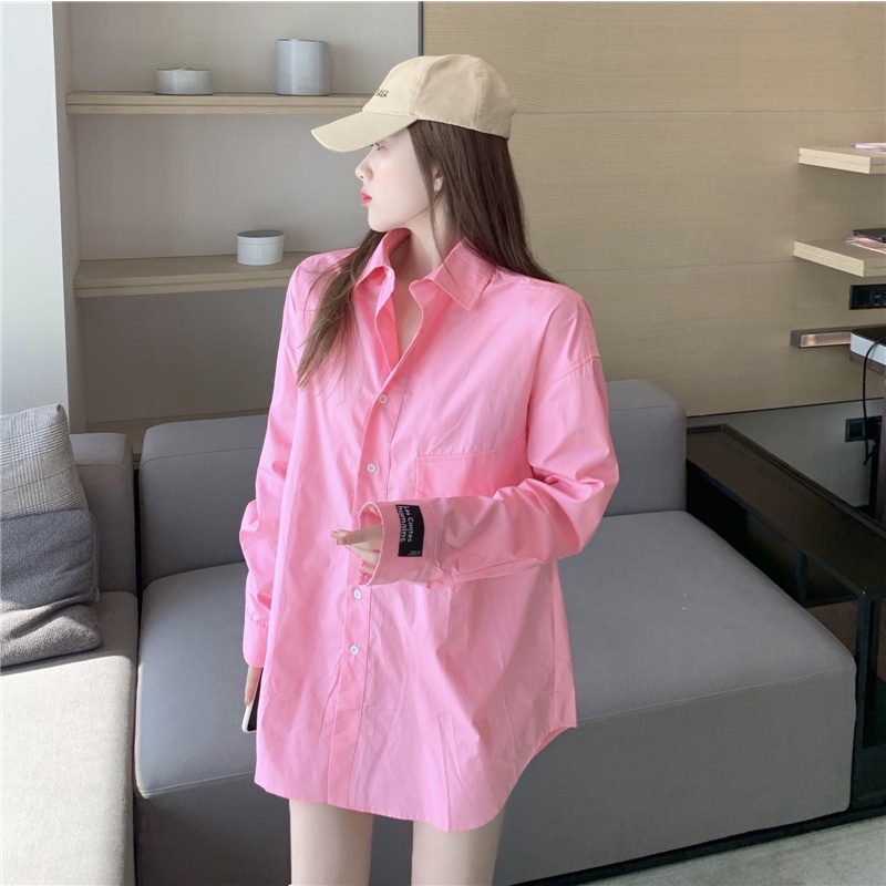 Áo sơ mi nữ tay dài dáng rộng thời trang phong cách Hàn Quốc