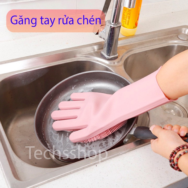 Găng Tay Rửa Chén Silicon Thần Thánh Bền Đẹp - Cặp Bao Tay Rửa Bát Nồi, Trái Cây, Chùi Rửa Trong Nhà Bếp Cách Nhiệt