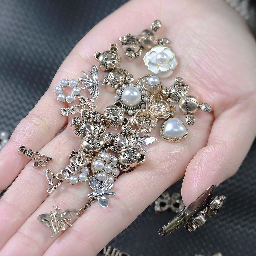 [Hàng mới về] Set 10 phụ kiện nhiều kiểu dáng 3D hỗn hợp trang trí thủ công cho móng tay xinh xắn