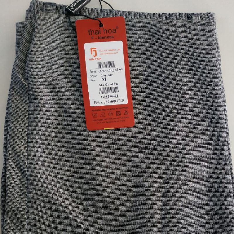 CHÍNH HÃNG THÁI HOÀ Quần lưng cao 1 nút tôn vòng 3 màu xám G982